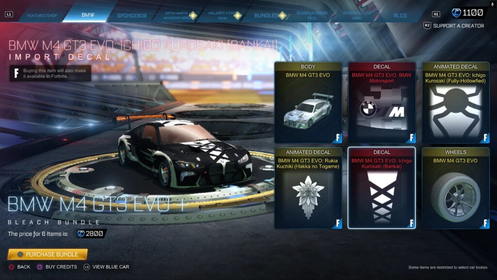 It’s a screenshot from the game Rocket League: the car BMW M4 GT3 EVO with the Ichigo Kurosaki decal.