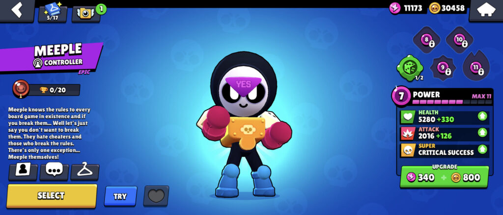 It’s a screenshot from the game Brawl Stars: the brawler Meeple.
