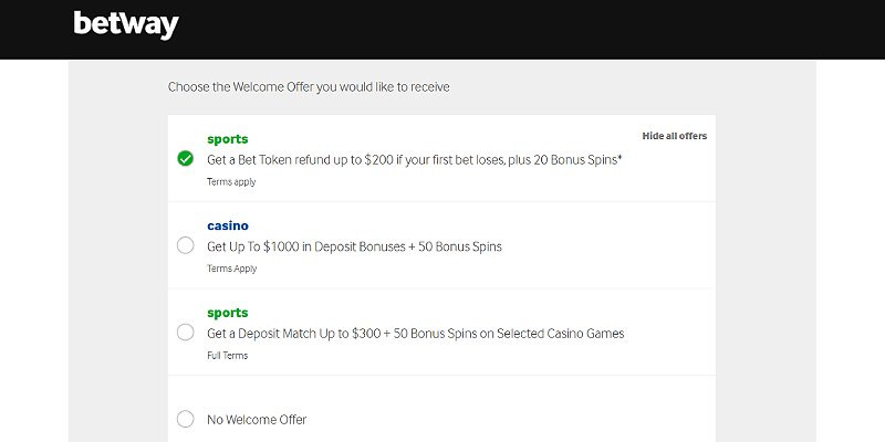 BetWay Welcome Bonus