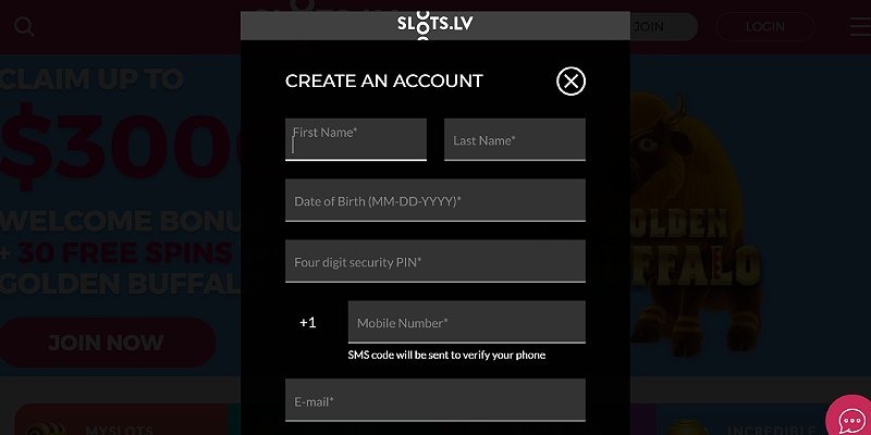 Slots.lv Sign Up 