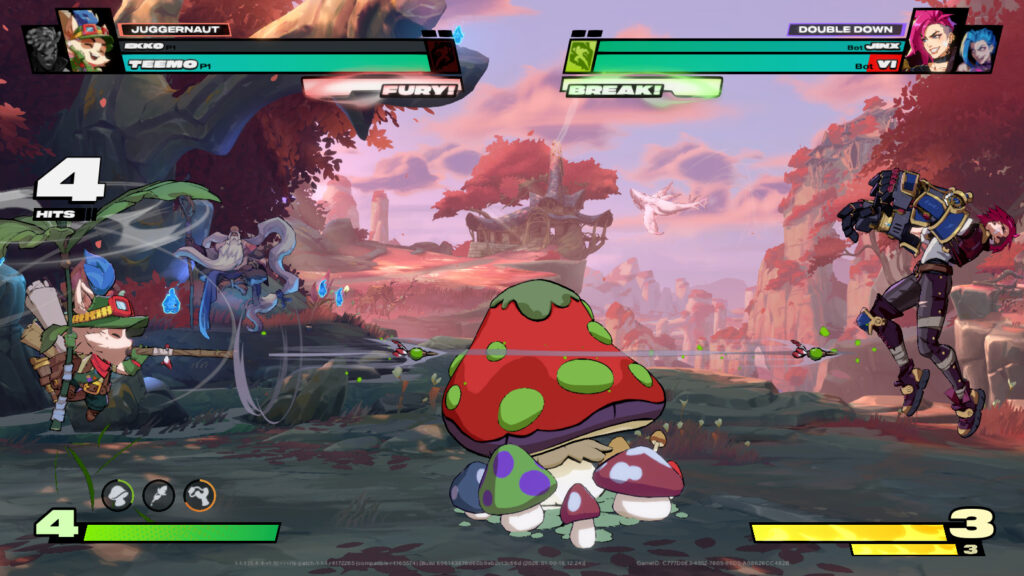 The screenshot features the 2XKO champion Teemo doing his two Supers at the same time.