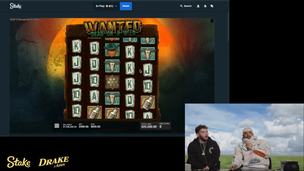 Adin Ross and Drake's Stake-sponsored stream (Screenshot via esports.gg)