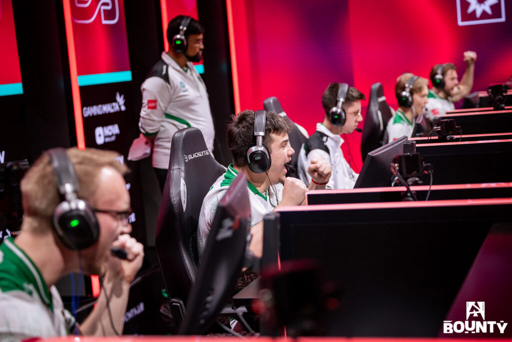 The CS2 team Falcons during the event BLAST Bounty Winter 2026 — five players during a match, a photo.