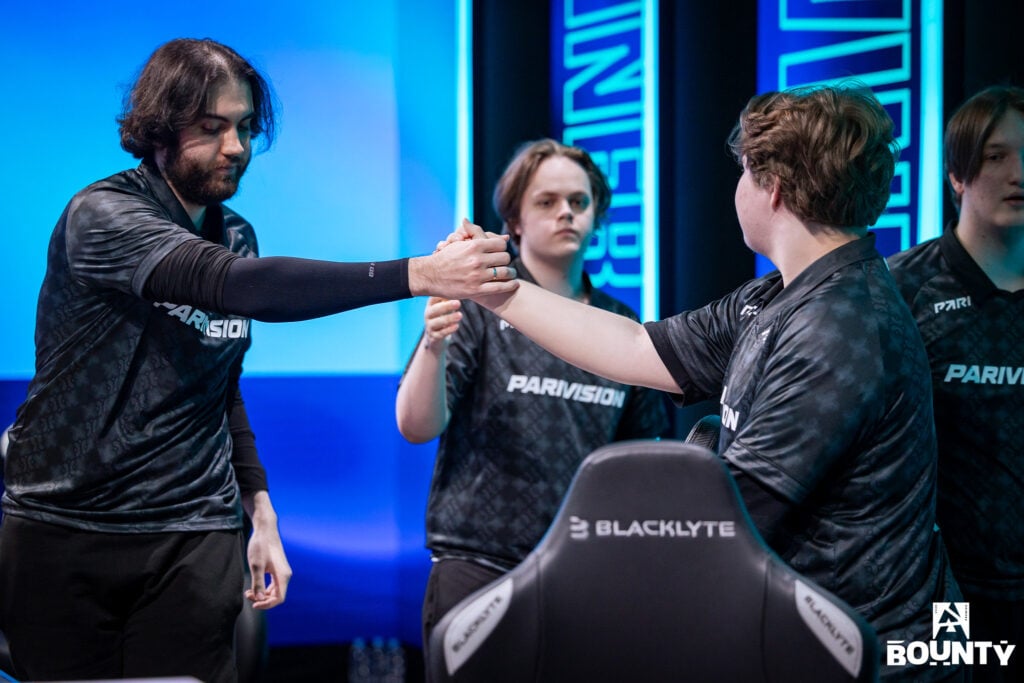 The Counter-Strike 2 team PARAVISION at the tournament BLAST Bounty Winter 2026 - a photo of the players greeting each other after a match.