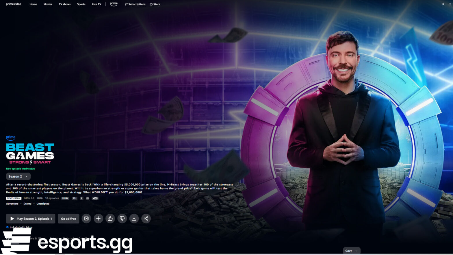 Beast Games Season 2 episodes and release dates