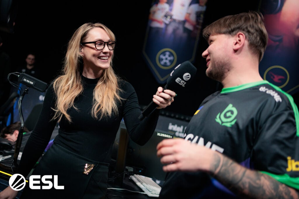 It's a photo of the CS2 esports player s1mple who represents the team BC.Game at IEM Krakow 2026.