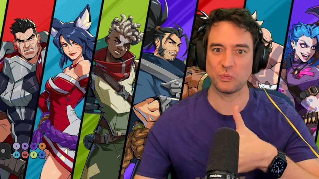 The image features the fighting games content creator Diaphone - with a setup prepared for a 2XKO stream.