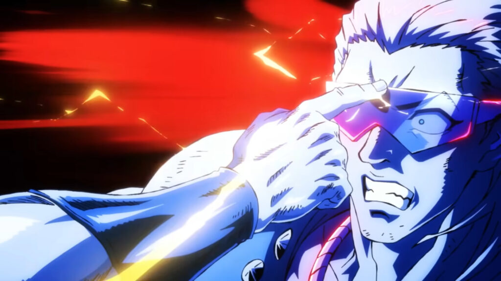 It’s a screenshot from the Fist of the North Star x FATAL FURY: City of the Wolves collaboration teaser — one touch by Kenshiro to defeat a bad guy.