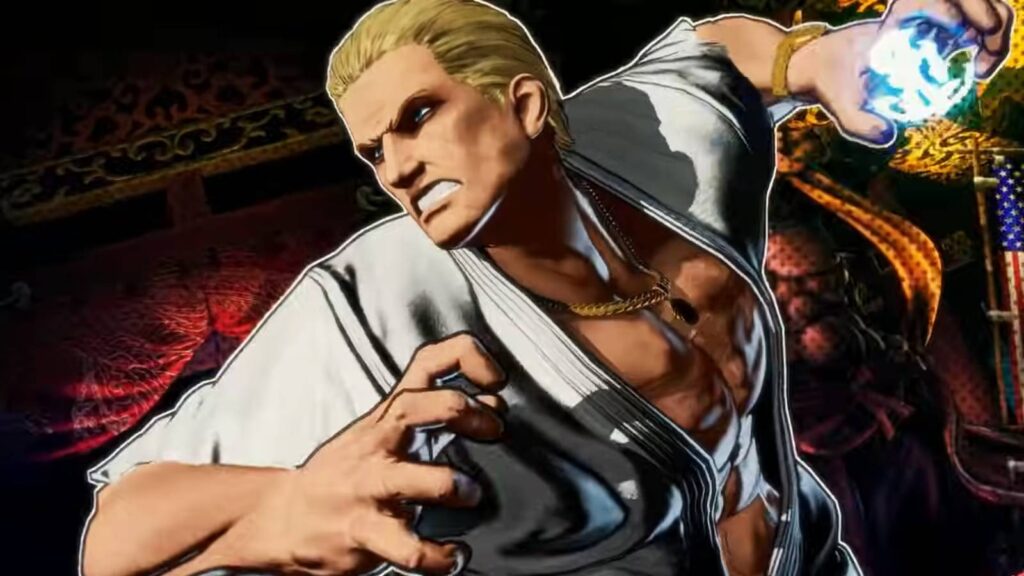 The screenshot from the Season 2 reveal trailer shows the FATAL FURY: City of the Wolves DLC character Nightmare Geese.
