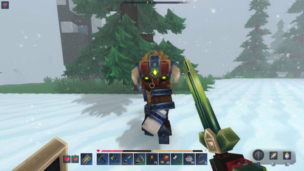 Fighting an Outlander that drops Shadoweave scraps in Hytale