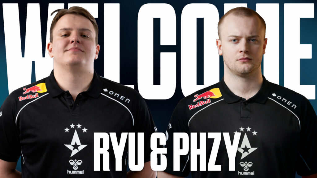 The official poster by Astralis shows two new players in their CS2 roster: phzy and ryu.
