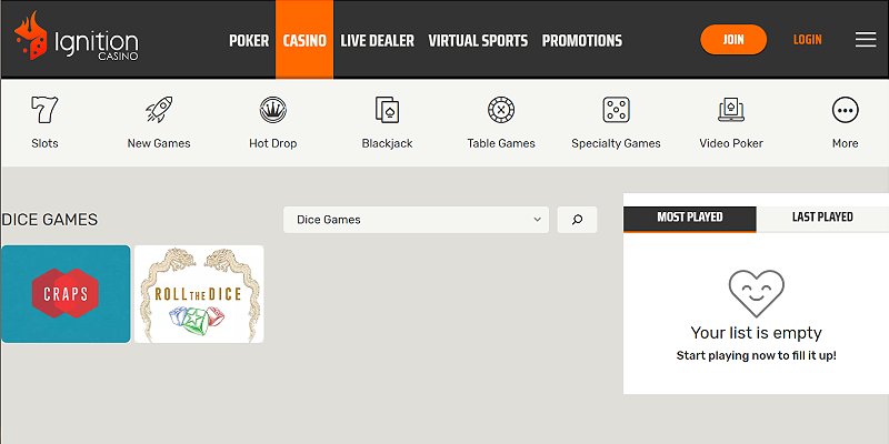 ignition casino us craps