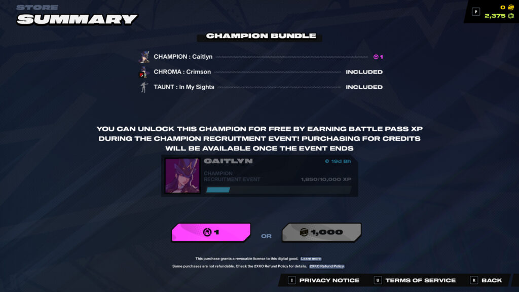 Unlocking Caitlyn in 2XKO (Screenshot via esports.gg)