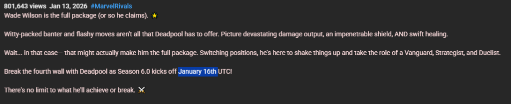 Marvel Rivals Season 6 release date