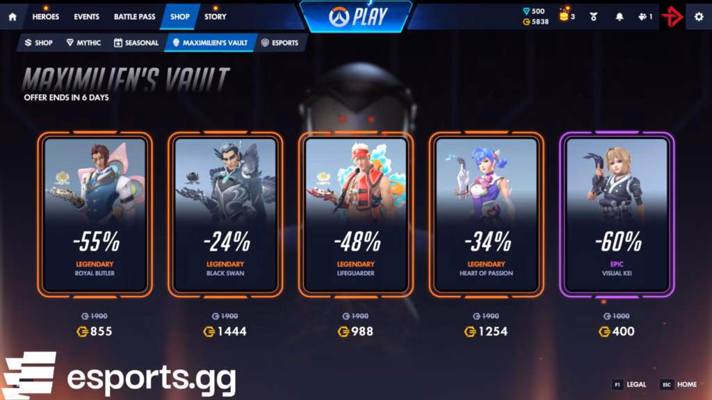 Overwatch Maximilien's Vault skins