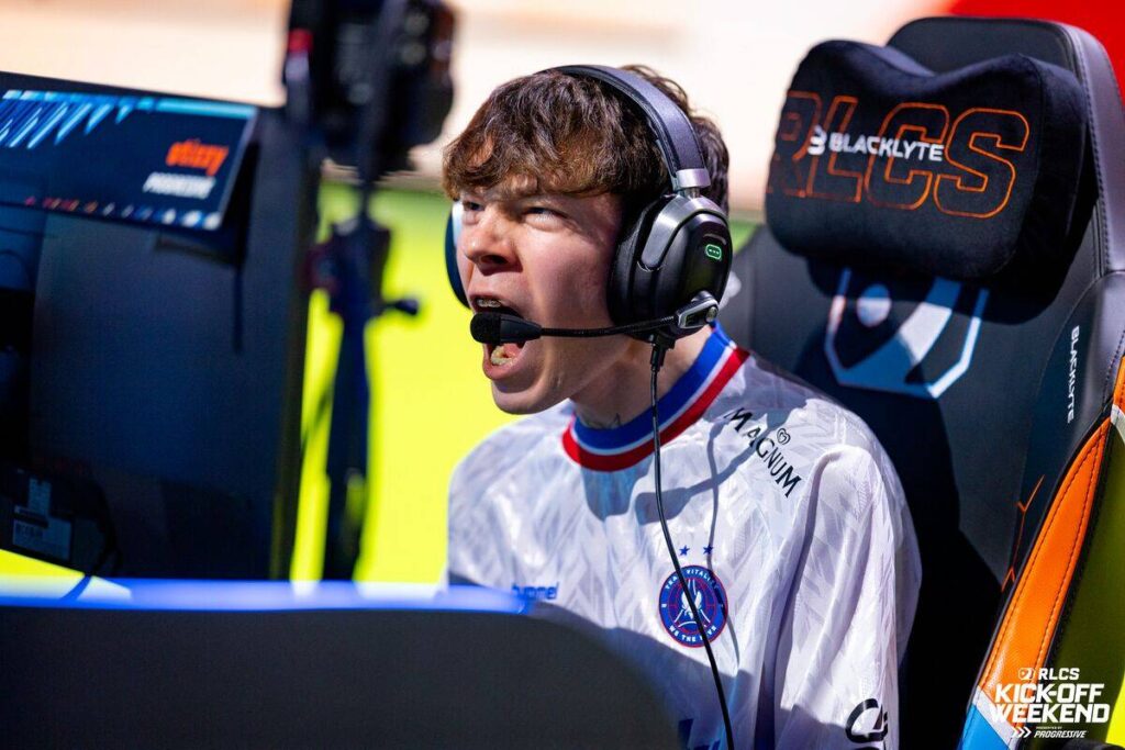 It’s a photo of the Rocket League esports player Gaspar "stizzy" Rosalen Andres who competed for Team Vitality during the RLCS 2026 Kickoff Weekend.