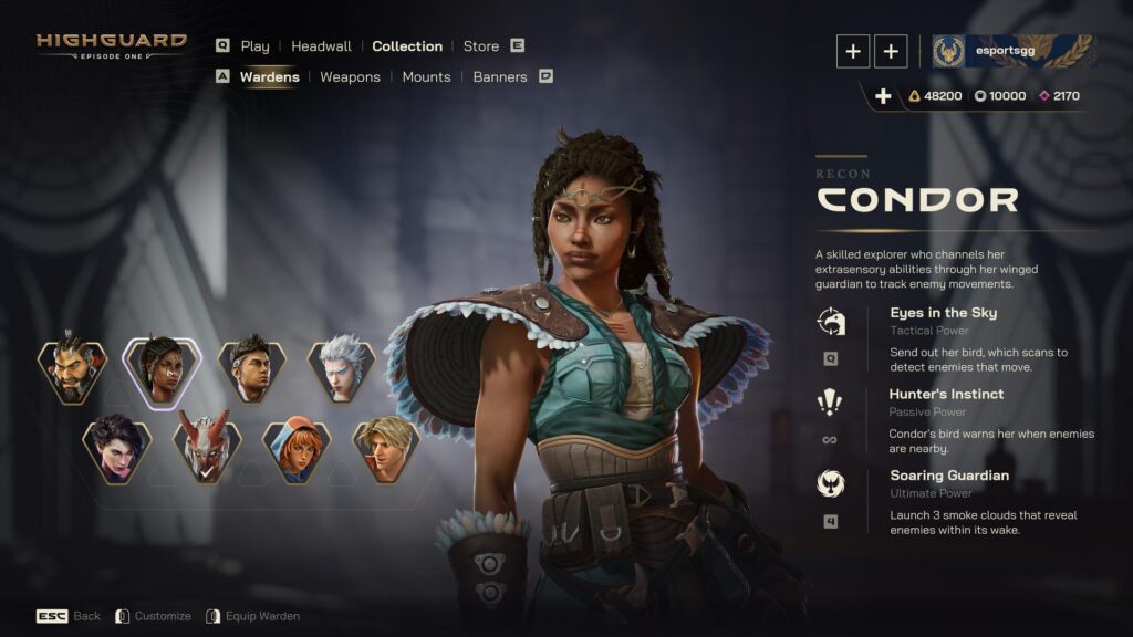 Condor's Warden details in Highguard (Screenshot via esports.gg)