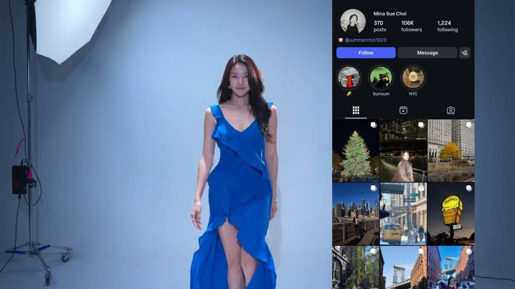 It's a screenshot of the Instagram page of one of the women on Single's Inferno Season 5: Choi Mina Sue - and also during a photoshoot.