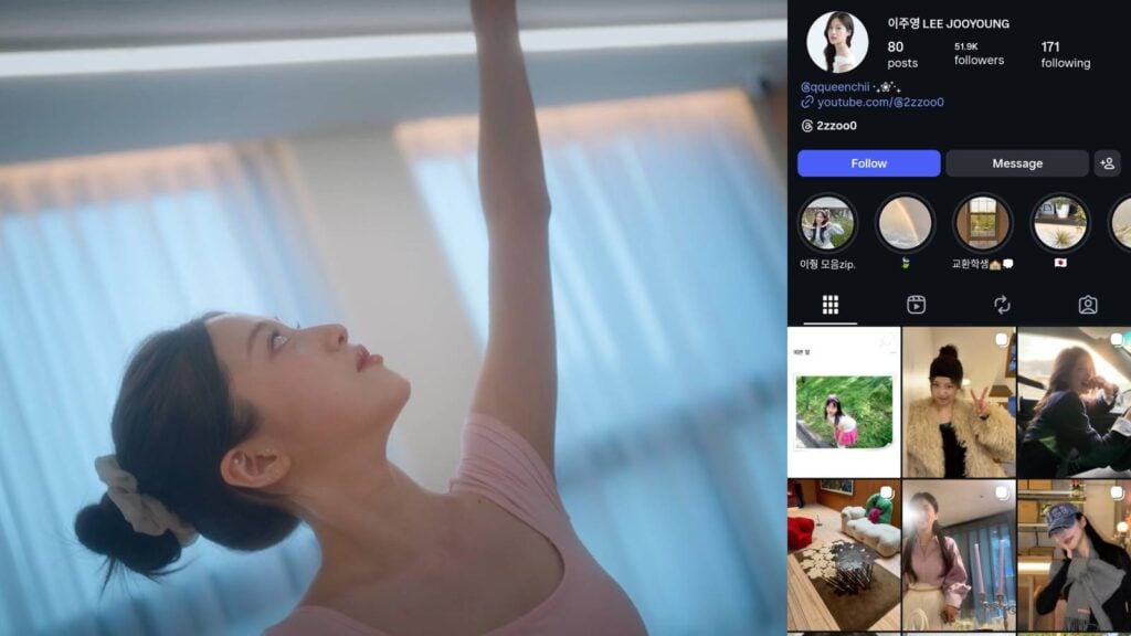 It's a screenshot of the Instagram page of one of the female cast members of Single's Inferno Season 5: Lee Joo-young - and during dance training.