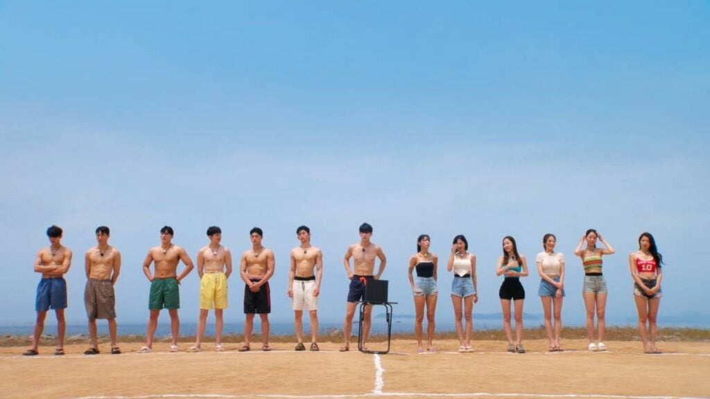 All the Season 5 Single’s Inferno cast members in episode 2 - on the dodgeball field.