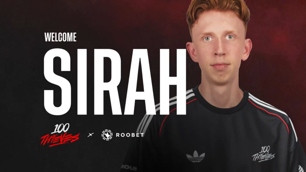 It’s the official poster of the CS2 player William "sirah" Kjærsgaard joining the esports team 100 Thieves.