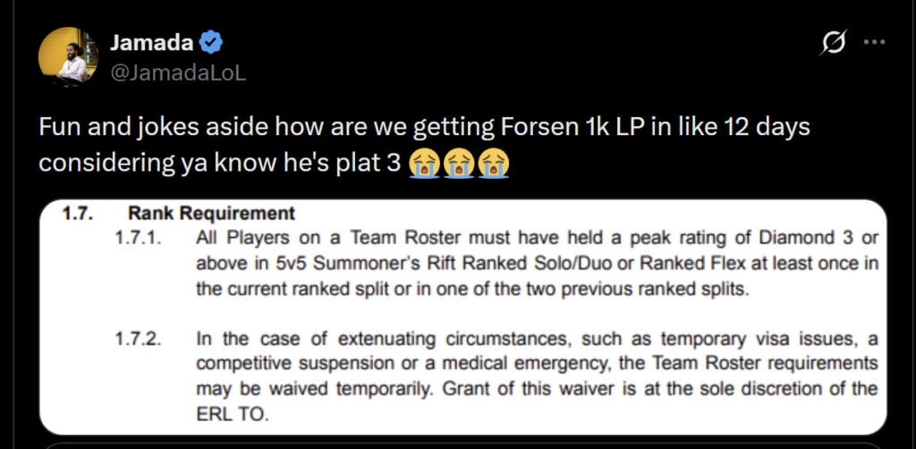 LoL broadcast talent Jamada (Screenshot via esports.gg)