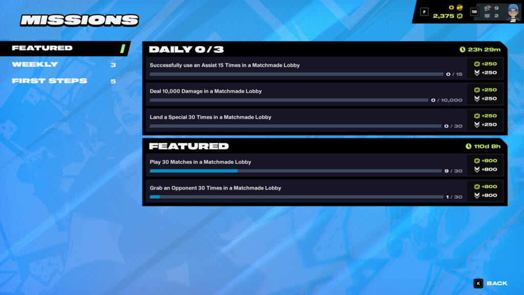 Do your missions for Credits and Battle Pass XP (Screenshot via esports.gg)