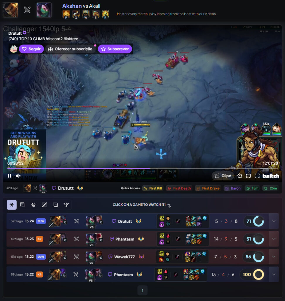 League of Legends match-up videos on DPM.LOL