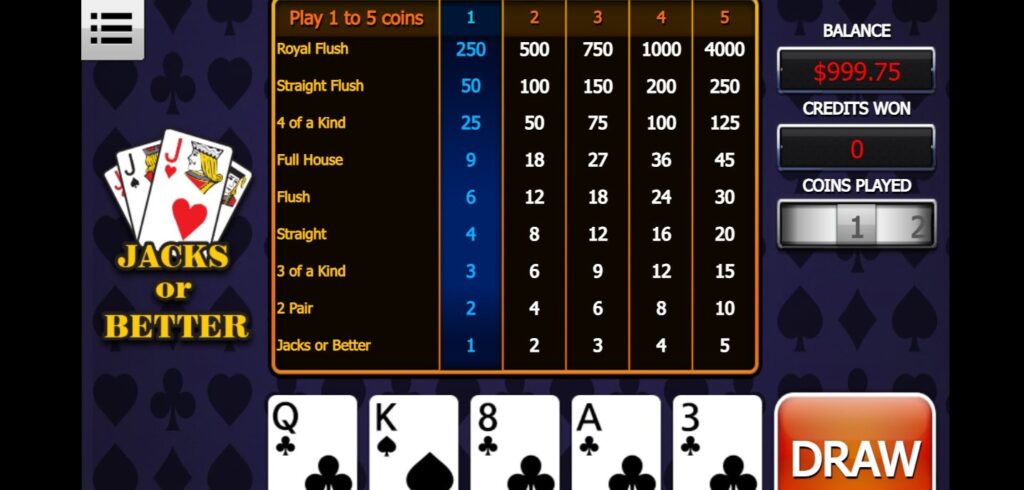 video poker and specialty games