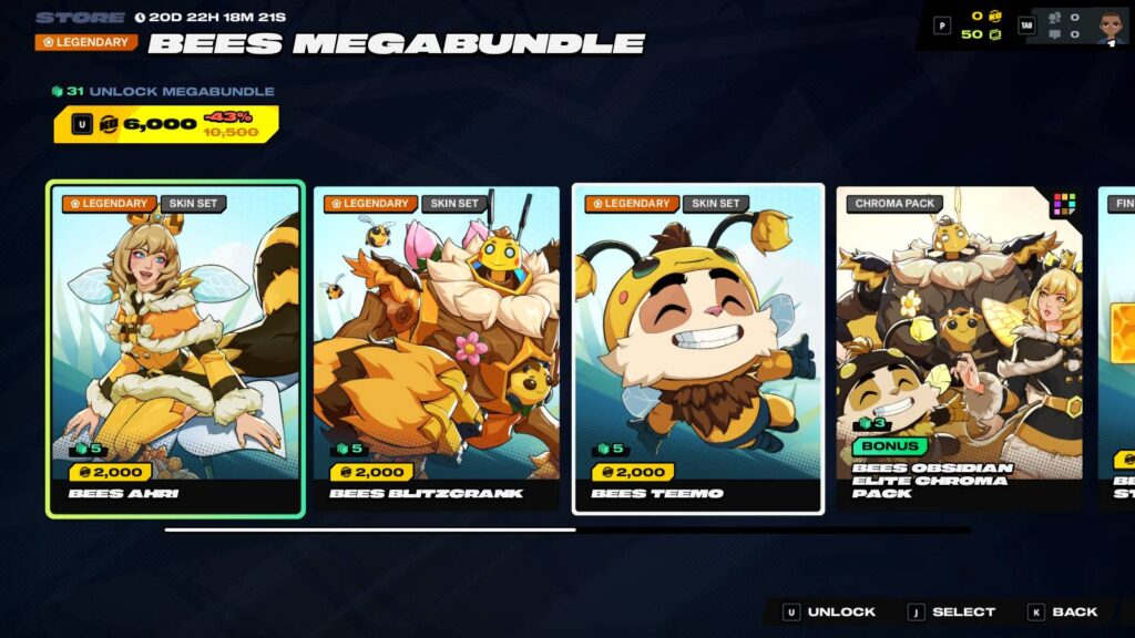 It's a screenshot from the fighting game 2XKO: Bee skins within a bundle in the internal store.