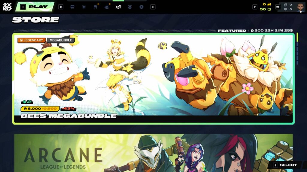 It's a screenshot from the fighting game 2XKO: the store with the Bees megabundle offer.