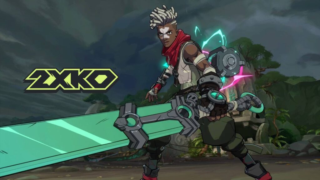It’s an art poster of the 2XKO champion Ekko: he stands with his big sword out.
