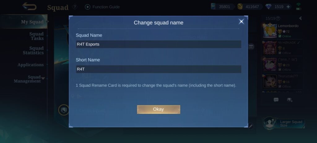 How to create a squad in Mobile Legends