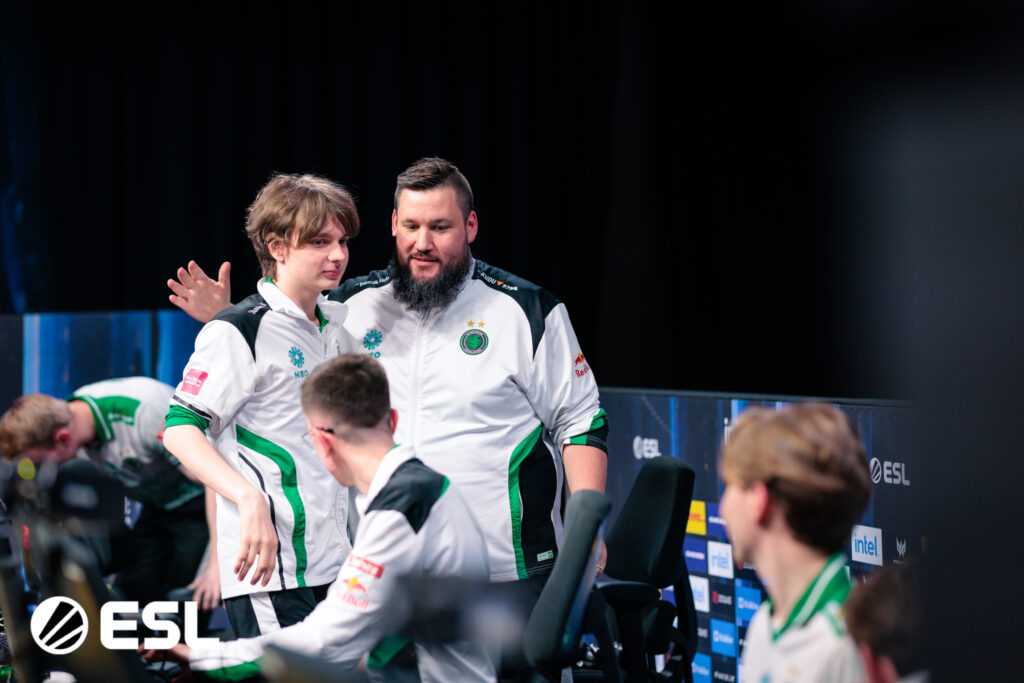 It’s a photo of the Counter-Strike players from Team Falcons at the CS2 esports event IEM Kraków 2026.