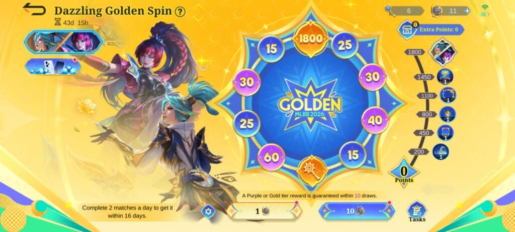 MLBB Dazzling Golden Spin - Hanabi Golden Month Skins