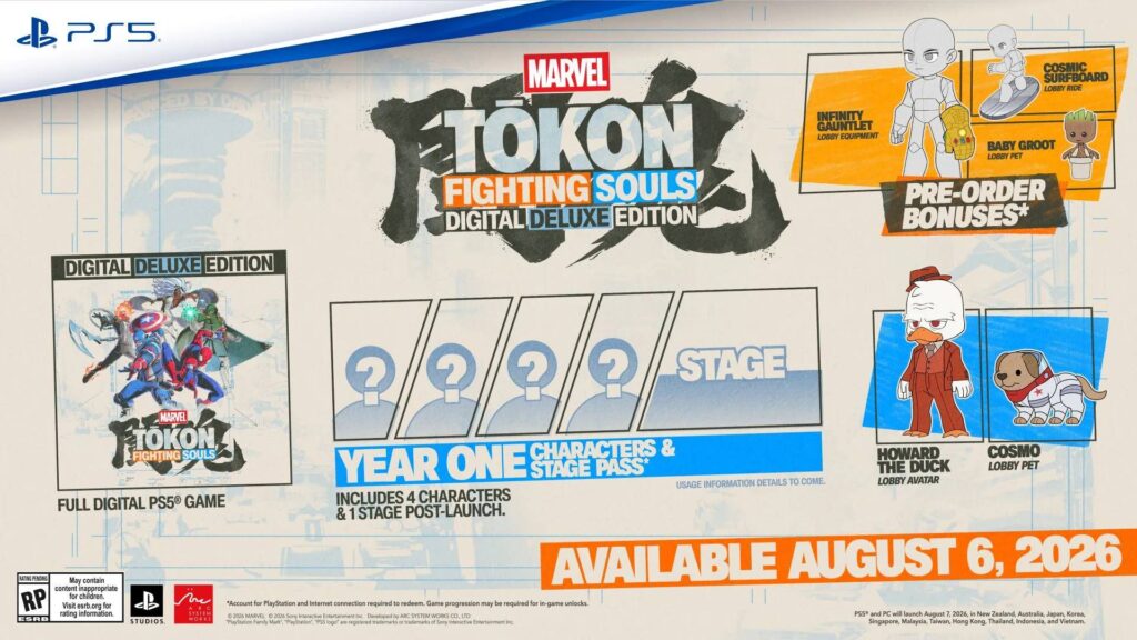The image highlights the Digital Deluxe Edition content for the game MARVEL Tōkon: Fighting Souls.
