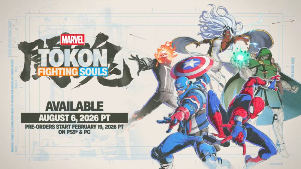 The official poster highlights the release date for the game MARVEL Tōkon: Fighting Souls.
