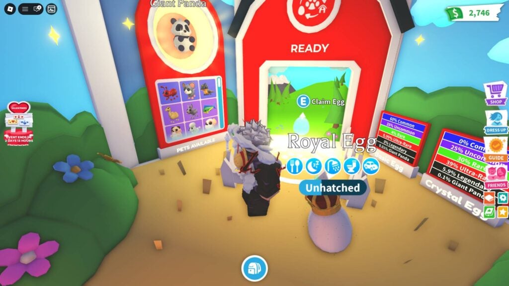 The Pet Releaser rewarding the player with free pets from the Basic Egg and Crystal Egg