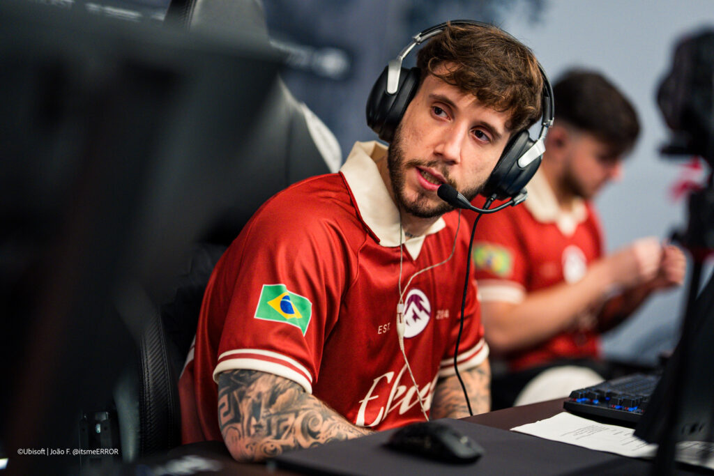 The photo features the R6 Siege X esports players from the team Elevate during the Group Stage at the world cup event, Six Invitational 2026.