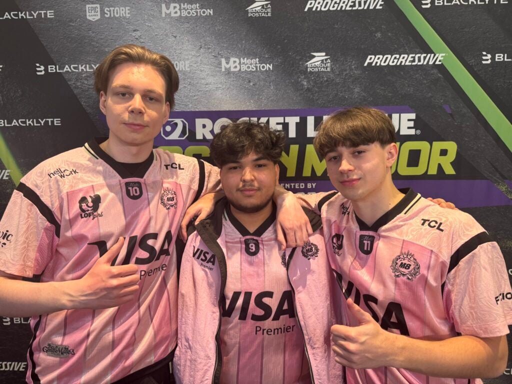 The photo features Rocket League esports players from the team Gentle Mates - they pose for a photoshoot ahead of the tournament Boston Major 2026.