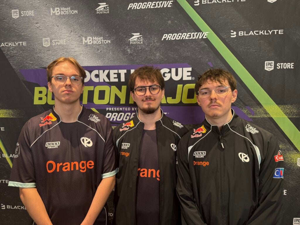 The photo features Rocket League esports players from the team Karmine Corp - they pose for a photoshoot ahead of the tournament Boston Major 2026.