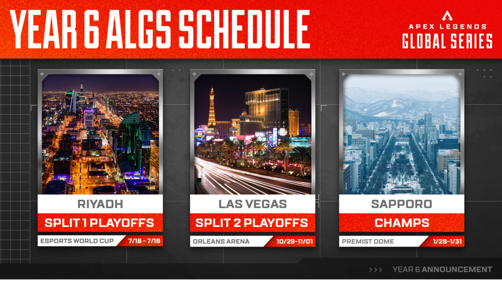 ALGS Year 6 will have three LANs in three different continents. (Graphic via EA)
