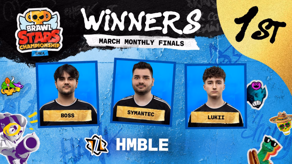 The official poster highlights the win of the Brawl Stars esports team HMBLE  — in the March 2026 Finals in the region EMEA.