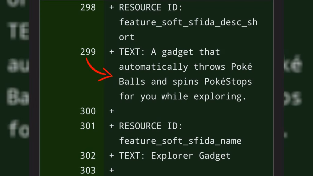 Explorer Gadget's description in the Pokemon GO datamine info