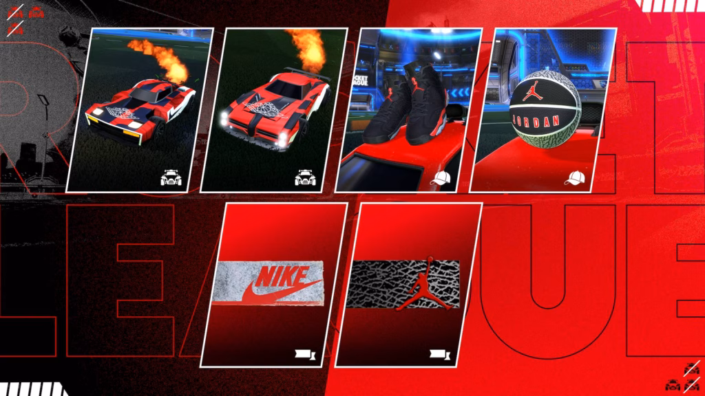 The official poster reveals Jordan Brand items in the game Rocket League: they are part of Rocket Pass Season 22 rewards.