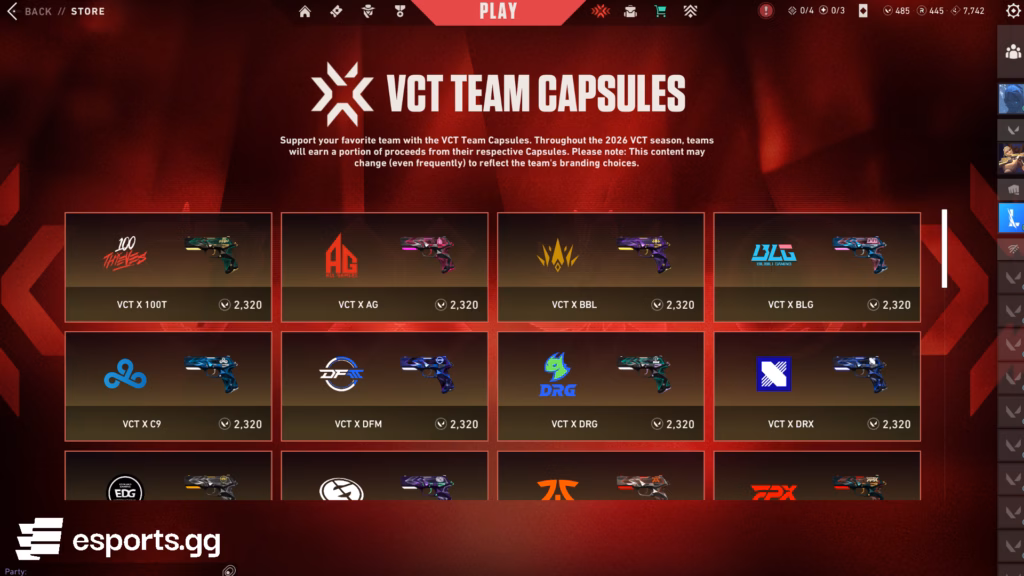 VCT team capsules