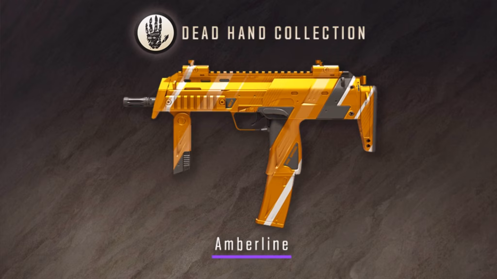 The image reveals the look of the MP7 | Amberline from the CS2 Dead Hand Collection.