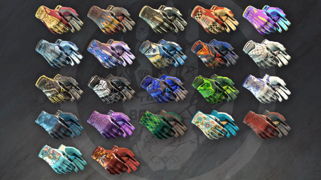 The image highlights all the new CS2 gloves added to Counter-Strike 2 with the Dead Hand Collection of skins.
