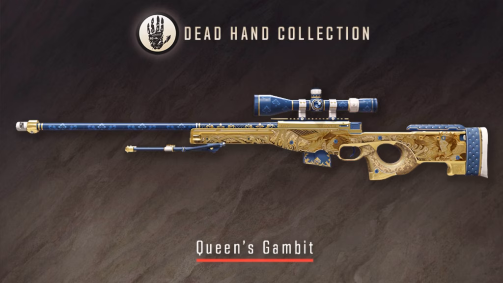 The image reveals the look of the AWP | Queen's Gambit from the CS2 Dead Hand Collection.