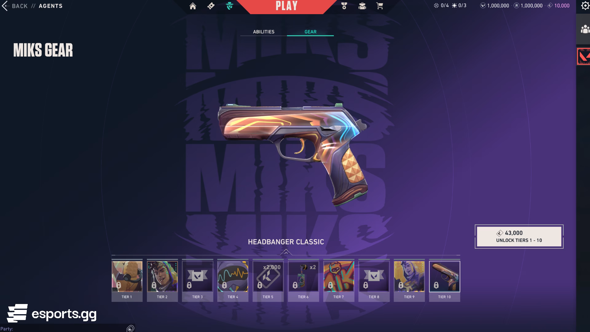 All the tiers rewards in Miks' agent gear